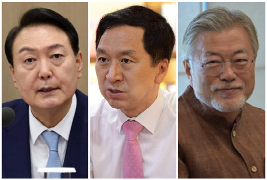(왼쪽부터) 윤석열 대통령, 김기현 국민의힘 의원, 문재인 전 대통령. <김기현 의원실·민주당 제공, 연합뉴스>